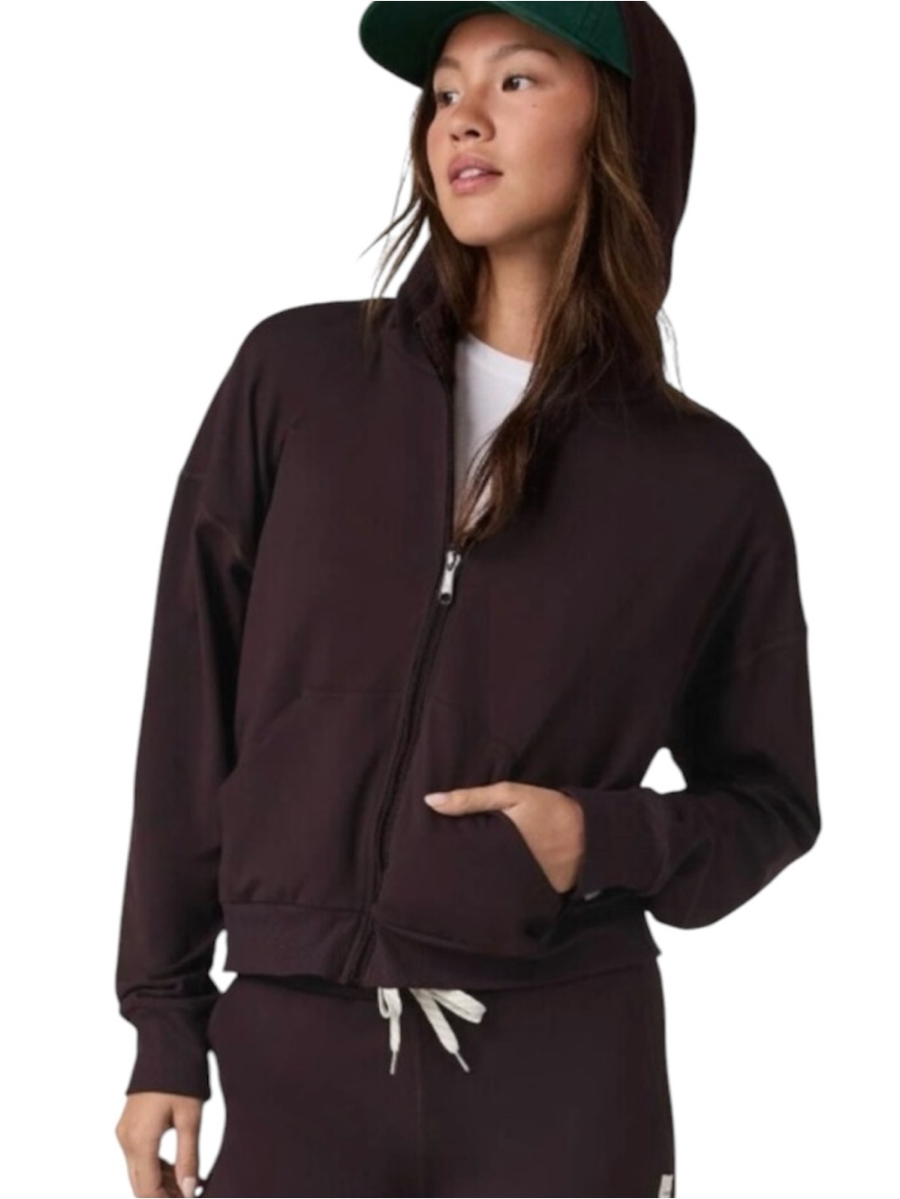 Vuori Halo Modern Zip-Up Hoodie Jacket in Raisin  Size S